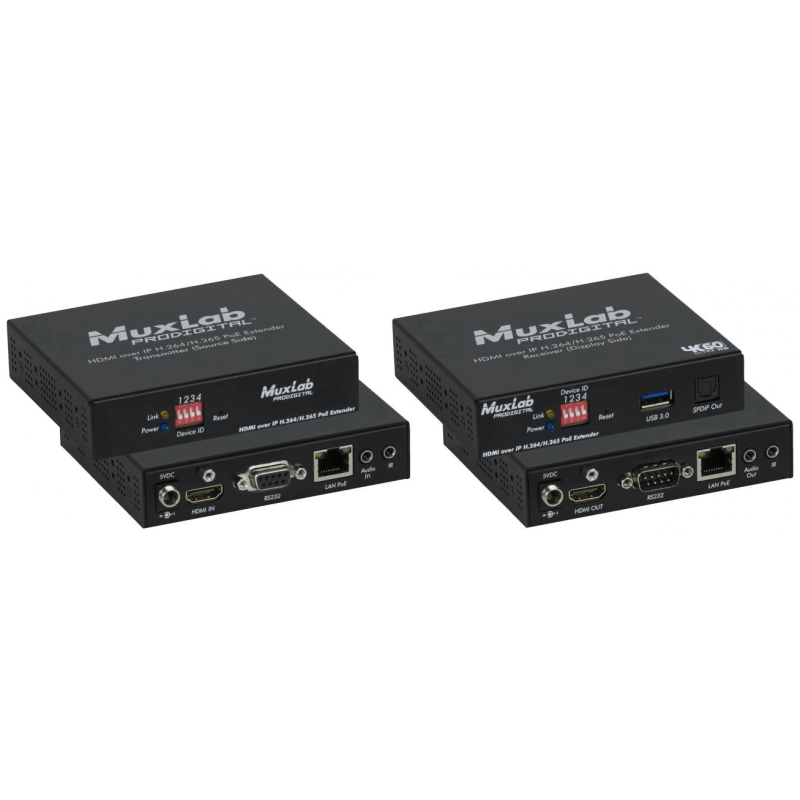 Удлинитель MuxLab проводной HDMI over IP H.264/H.265 POE Extender 500762-TX/RX (100м) 